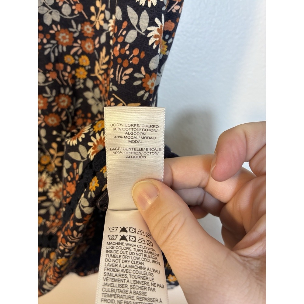 Lucky Brand Tunic Tank Top Sz Large Cotton/ Modal Blend Boho Cottage Floral - Picture 4 of 8